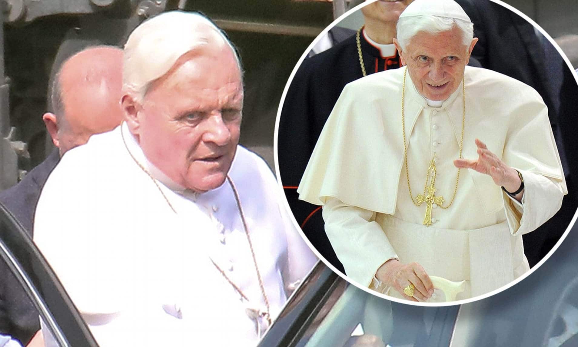 imagen de comparación del papa Benedicto y el actor